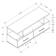 Monarch Specialties I 2608 | Meuble TV - 48" - 2 Tiroirs de rangement - Gris-La Sarre