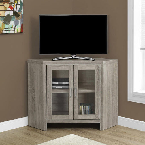Monarch Specialties I 2701 | Meuble TV - 42" - En coin - Portes vitrés - Taupe Foncé-SONXPLUS La Sarre
