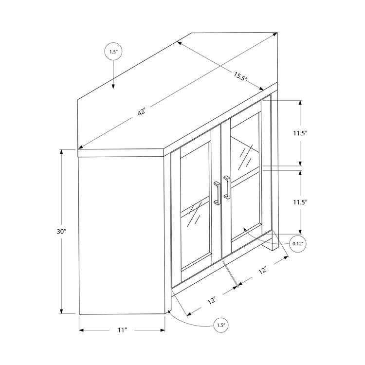 Monarch Specialties I 2716 | Meuble TV - 42" - En coin - Imitation bois - Noir-La Sarre