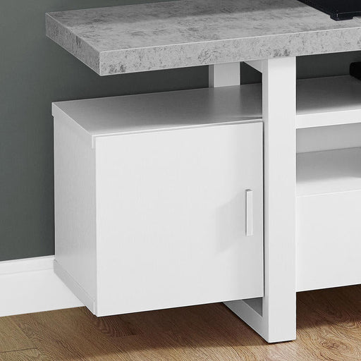 Monarch Specialties I 2725 | Meuble TV - 60" - Dessus en simili-ciment - Blanc-SONXPLUS La Sarre