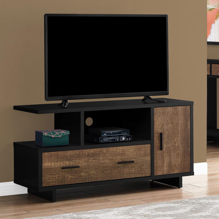 Monarch Specialties I 2803 | Meuble TV - 48" - Avec rangement - Imitation bois - Brun/Noir-La Sarre