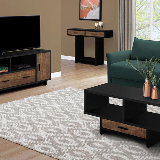 Monarch Specialties I 2803 | Meuble TV - 48" - Avec rangement - Imitation bois - Brun/Noir-La Sarre
