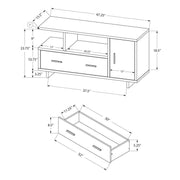 Monarch Specialties I 2803 | Meuble TV - 48" - Avec rangement - Imitation bois - Brun/Noir-La Sarre