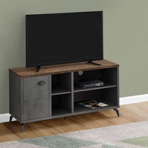 Monarch Specialties I 2830 | Meuble TV - 48" - Imitation bois - Brun moyen - Imitation de béton gris-SONXPLUS La Sarre