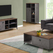 Monarch Specialties I 2830 | Meuble TV - 48" - Imitation bois - Brun moyen - Imitation de béton gris-La Sarre