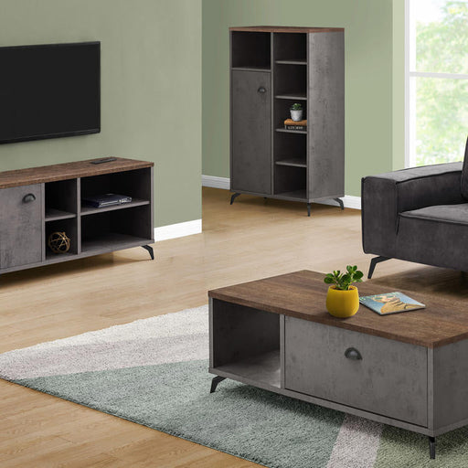 Monarch Specialties I 2830 | Meuble TV - 48" - Imitation bois - Brun moyen - Imitation de béton gris-La Sarre