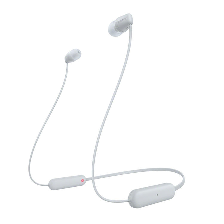 Sony WI-C100 | Écouteurs intra-auriculaires - Sans fil - Bluetooth - Autour du cou - Microphone - IPX4 - Blanc-SONXPLUS La Sarre