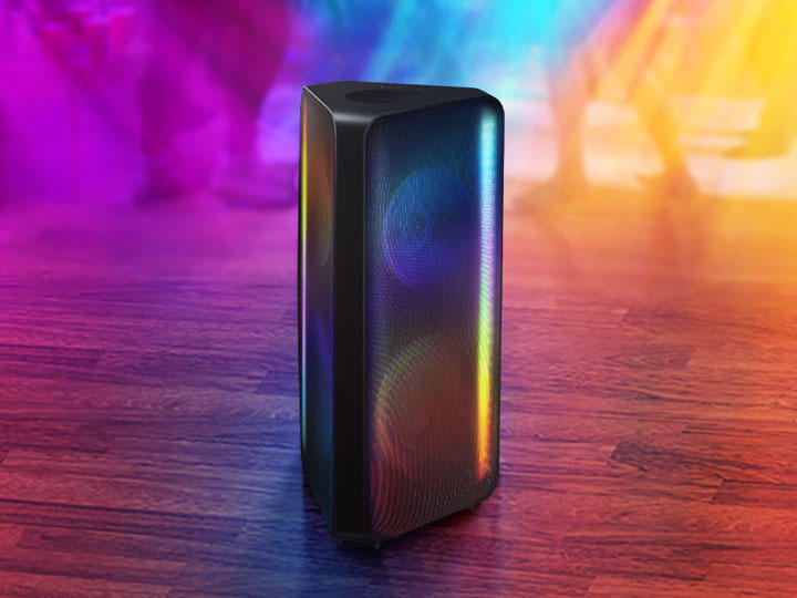 Samsung MX-ST40B | Haut-parleur portable puissant - Tour de son - Bluetooth - 160W - Bidirectionnels - Lumières à DEL - Connexion Bluetooth multiple - Noir-La Sarre