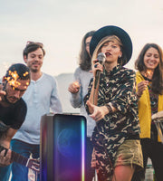 Samsung MX-ST50B | Haut-parleur portable puissant - Tour de son - Bluetooth - 240W - Fonction Karaoké - Lumières à DEL - Connexion Bluetooth multiple - Noir-SONXPLUS La Sarre
