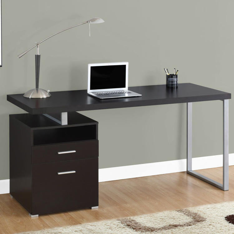 Monarch Specialties I 7143 | Meuble d'ordinateur - 60" - Métal argent - Espresso-SONXPLUS La Sarre