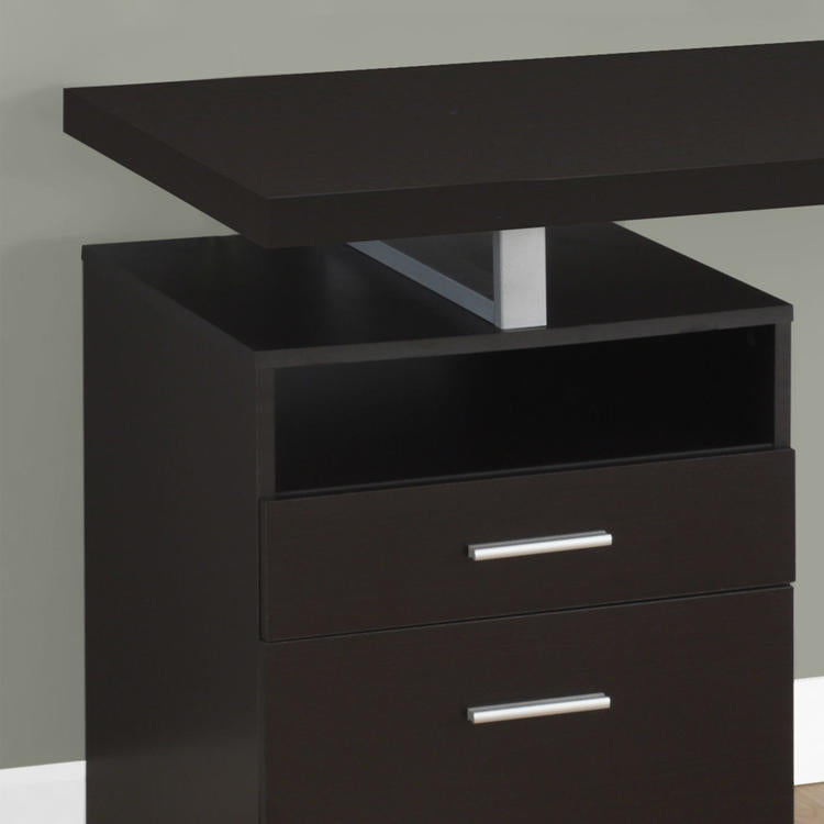 Monarch Specialties I 7143 | Meuble d'ordinateur - 60" - Métal argent - Espresso-La Sarre