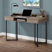 Monarch Specialties I 7360 | Meuble d'ordinateur - 48" - Avec tiroirs - Métal noir - Taupe foncé-SONXPLUS La Sarre