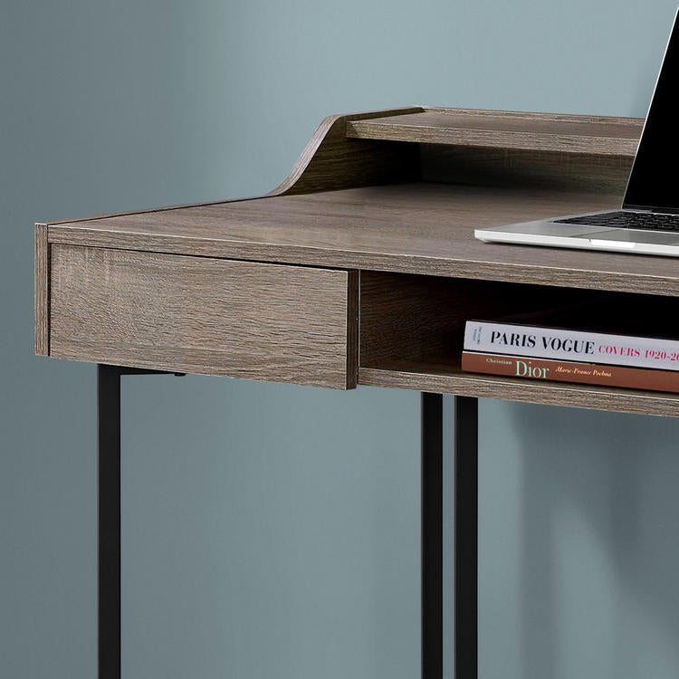 Monarch Specialties I 7360 | Meuble d'ordinateur - 48" - Avec tiroirs - Métal noir - Taupe foncé-La Sarre