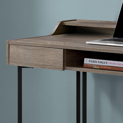 Monarch Specialties I 7360 | Meuble d'ordinateur - 48" - Avec tiroirs - Métal noir - Taupe foncé-La Sarre