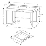 Monarch Specialties I 7360 | Meuble d'ordinateur - 48" - Avec tiroirs - Métal noir - Taupe foncé-La Sarre