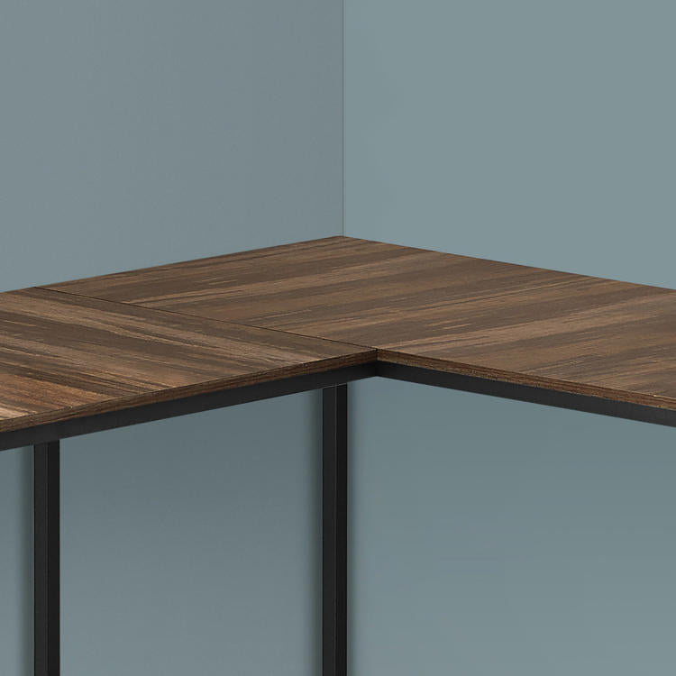 Monarch Specialties I 7391 | Meuble d'ordinateur - 58" - En coin - Conception en L - Métal noir - Immitation bois brun-La Sarre