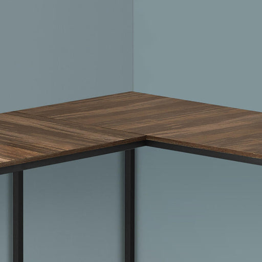Monarch Specialties I 7391 | Meuble d'ordinateur - 58" - En coin - Conception en L - Métal noir - Immitation bois brun-La Sarre
