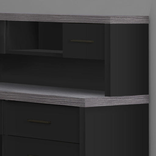Monarch Specialties I 7430 | Meuble d'ordinateur - En coin - Conception en L - Orientation gauche ou droite - Avec tiroirs - Dessus gris - Noir-SONXPLUS La Sarre