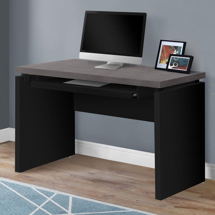 Monarch Specialties I 7439 | Meuble d'ordinateur - Compact - Grand plateau de clavier - Dessus gris - Noir-SONXPLUS La Sarre