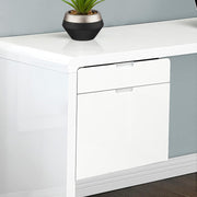 Monarch Specialties I 7582 | Meuble d'ordinateur - 70" - En coin - Conception en L - Configuration réversible - Avec tiroirs - Fini blanc lustré-La Sarre