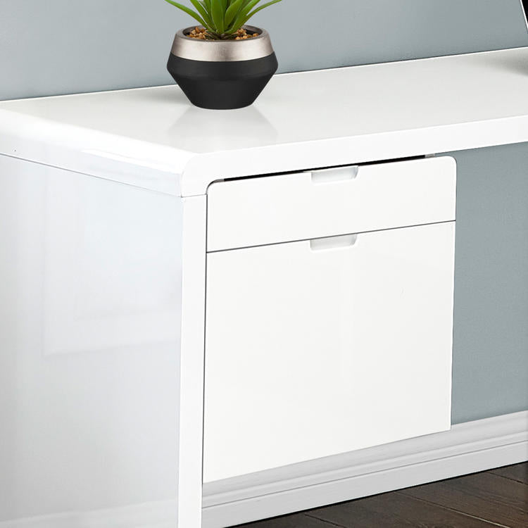 Monarch Specialties I 7582 | Meuble d'ordinateur - 70" - En coin - Conception en L - Configuration réversible - Avec tiroirs - Fini blanc lustré-La Sarre