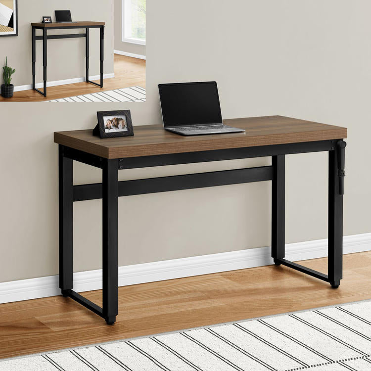 Monarch Specialties I 7675 | Meuble d'ordinateur - 48" - Hauteur ajustable - Style contemporain - Base en métal noir - Imitation bois noyer-SONXPLUS La Sarre