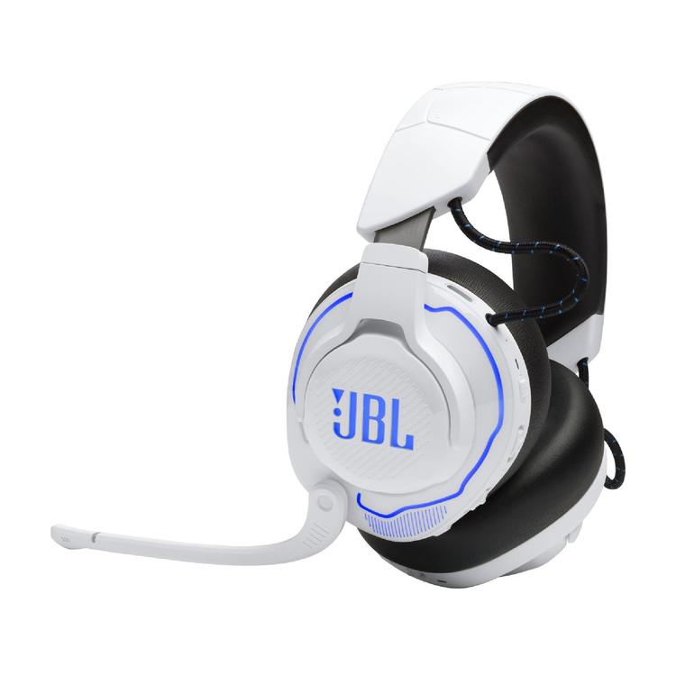 JBL Quantum 910P | Casque de jeu Pro circum-auriculaire - Sans Fil - Pour Console Playstation - Éclairage RGB - Réduction de bruit - Blanc/Bleu-SONXPLUS La Sarre