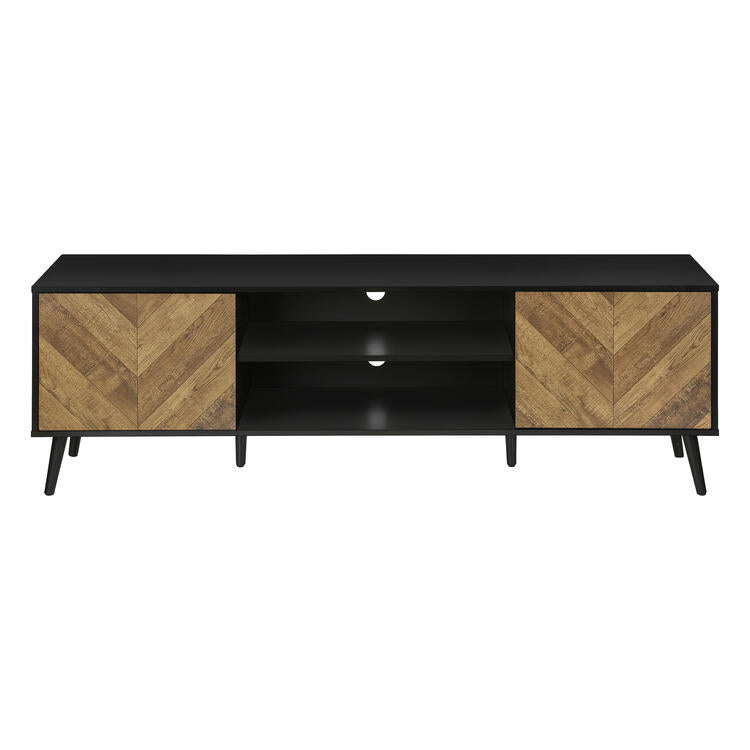 Monarch Specialties I 2781 | Meuble pour téléviseur 72'' - Base noir - Avec 2 portes simili-bois-SONXPLUS La Sarre