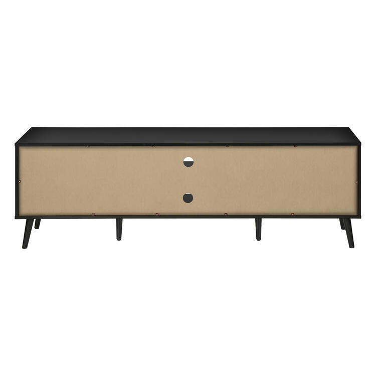 Monarch Specialties I 2781 | Meuble pour téléviseur 72'' - Base noir - Avec 2 portes simili-bois-SONXPLUS La Sarre