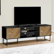 Monarch Specialties I 2752 | Meuble pour téléviseur 72'' - Base de métal noir - Avec 2 portes simili-bois-SONXPLUS La Sarre
