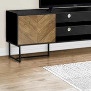 Monarch Specialties I 2752 | Meuble pour téléviseur 72'' - Base de métal noir - Avec 2 portes simili-bois-SONXPLUS La Sarre