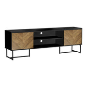 Monarch Specialties I 2752 | Meuble pour téléviseur 72'' - Base de métal noir - Avec 2 portes simili-bois-SONXPLUS La Sarre