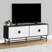 Monarch Specialties I 2732 | Meuble pour téléviseur 60'' - Base de métal noir - 2 portes blanches-SONXPLUS La Sarre