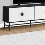 Monarch Specialties I 2732 | Meuble pour téléviseur 60'' - Base de métal noir - 2 portes blanches-SONXPLUS La Sarre