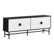 Monarch Specialties I 2732 | Meuble pour téléviseur 60'' - Base de métal noir - 2 portes blanches-SONXPLUS La Sarre
