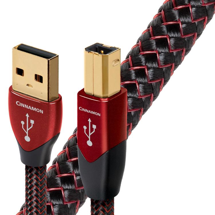 Audioquest Cinnamon | Câble USB A vers USB B - Version USB 2.0 - Conducteur en Argent massif à 1,25% - 1.5 Mètres-SONXPLUS La Sarre