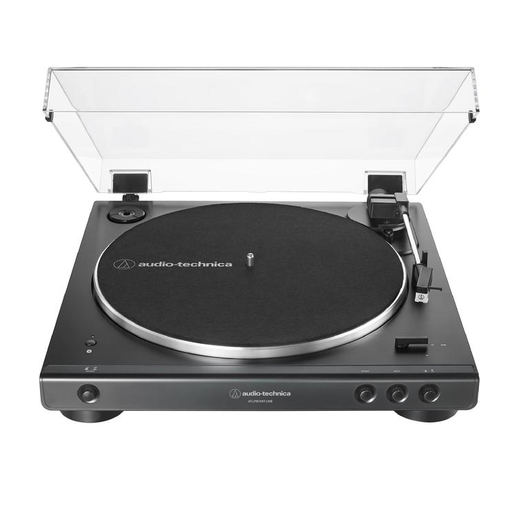 Audio-Technica AT-LP60XBT-USB-BK | Table tournante Stéréo - Entièrement automatique - Entraînement par courroie - USB - Bluetooth - Noir-SONXPLUS La Sarre