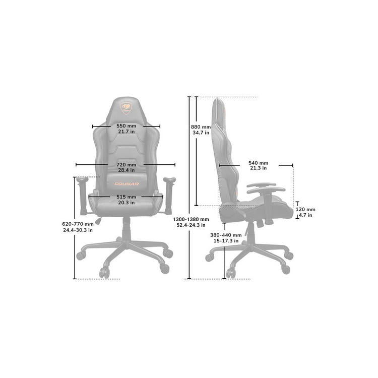 Cougar Armor Air | Chaise de jeu - Dossier haut à 2 options - Accoudoir réglable 2D - Orange-SONXPLUS La Sarre