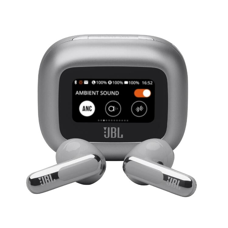 JBL Live Flex 3 | Écouteurs intra-auriculaire - Sans fil - Réduction de bruit - Écran tactile 1,45" - Argent-SONXPLUS La Sarre