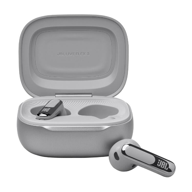 JBL Live Flex 3 | Écouteurs intra-auriculaire - Sans fil - Réduction de bruit - Écran tactile 1,45" - Argent-SONXPLUS La Sarre