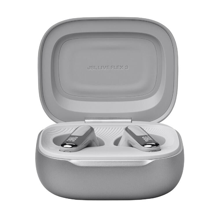 JBL Live Flex 3 | Écouteurs intra-auriculaire - Sans fil - Réduction de bruit - Écran tactile 1,45" - Argent-SONXPLUS La Sarre