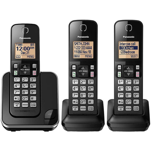 Panasonic KX-TGC383B | Téléphone sans fil - 3 combinés - Noir-SONXPLUS La Sarre