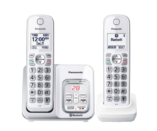 Panasonic KX-TGD592W | Téléphone sans fil - 2 combinés - Liaison cellulaire - Répondeur - Bluetooth - Blanc- Sonxplus La Sarre 