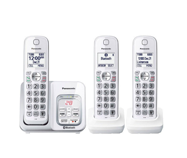 Panasonic KX-TGD593W | Téléphone sans fil - 3 combinés - Liaison cellulaire - Répondeur - Bluetooth - Blanc-SONXPLUS La Sarre