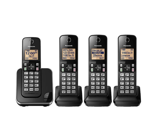 Panasonic KX-TGC384B | Téléphone sans fil - 4 combinés - Noir- Sonxplus La Sarre 