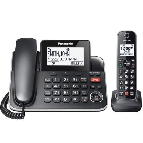 Panasonic KXTGF870B | Combo téléphone sans fil - 1 combiné fixe et 1 combinés sans fil - Répondeur - Noir-SONXPLUS La Sarre
