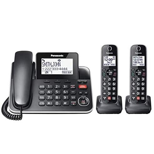 Panasonic KXTGF872B | Combo téléphone sans fil - 1 combiné fixe et 2 combinés sans fil - Répondeur - Noir-SONXPLUS La Sarre