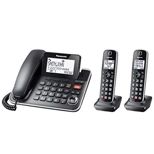 Panasonic KXTGF872B | Combo téléphone sans fil - 1 combiné fixe et 2 combinés sans fil - Répondeur - Noir-SONXPLUS La Sarre