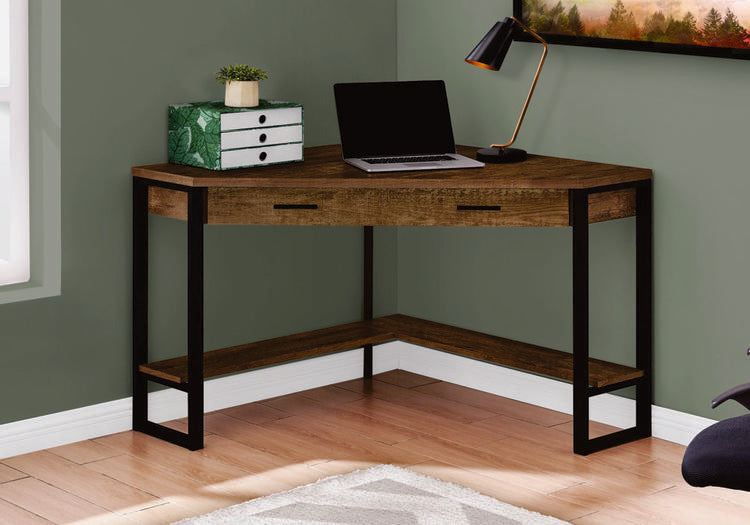 Monarch I7504 | Bureau d'ordinateur angulaire - Bois foncé et noir-SONXPLUS La Sarre