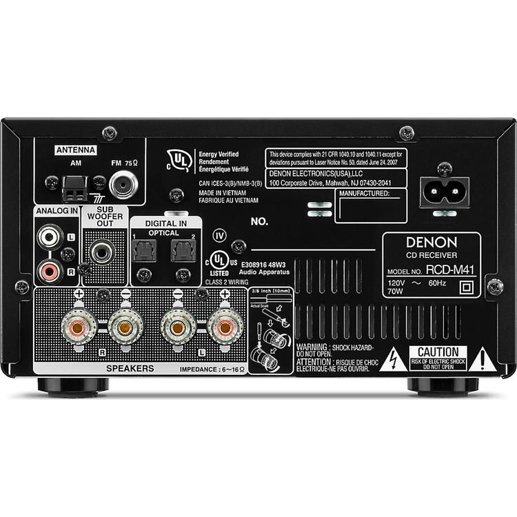 Denon DM-41SBK | Micro-Chaîne Hi-Fi sans fil - 2 Canaux - Bluetooth - Noir-SONXPLUS La Sarre
